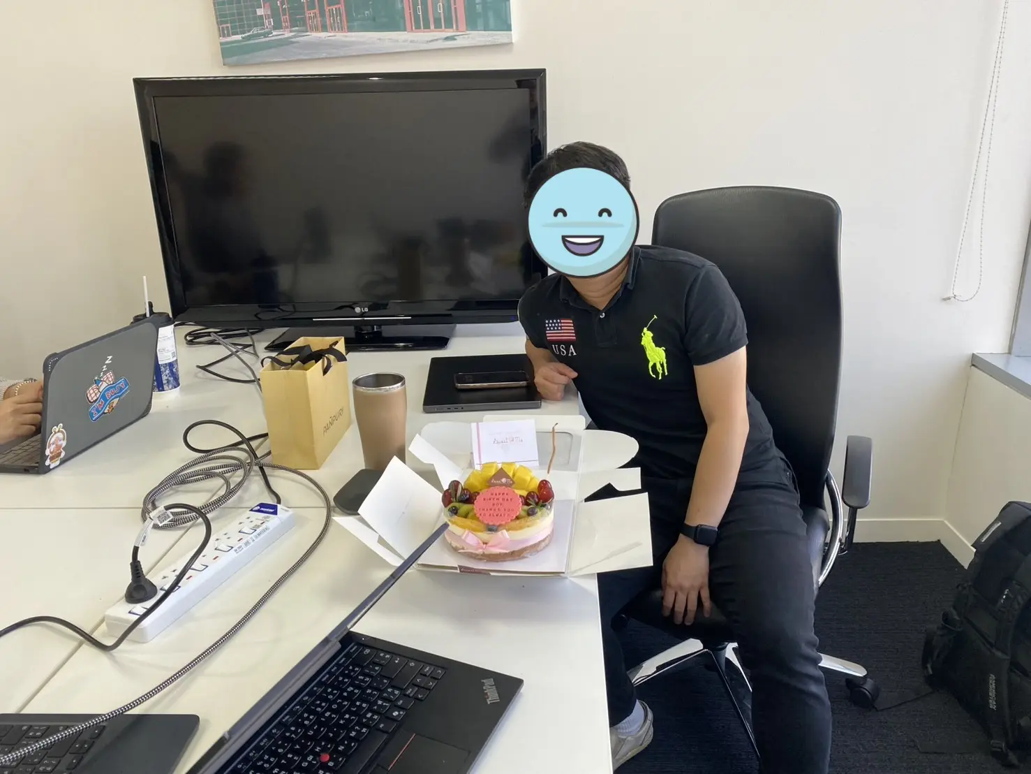Surprise birthday cake Surprise birthday cake for V Group's technical advisor at the team meeting