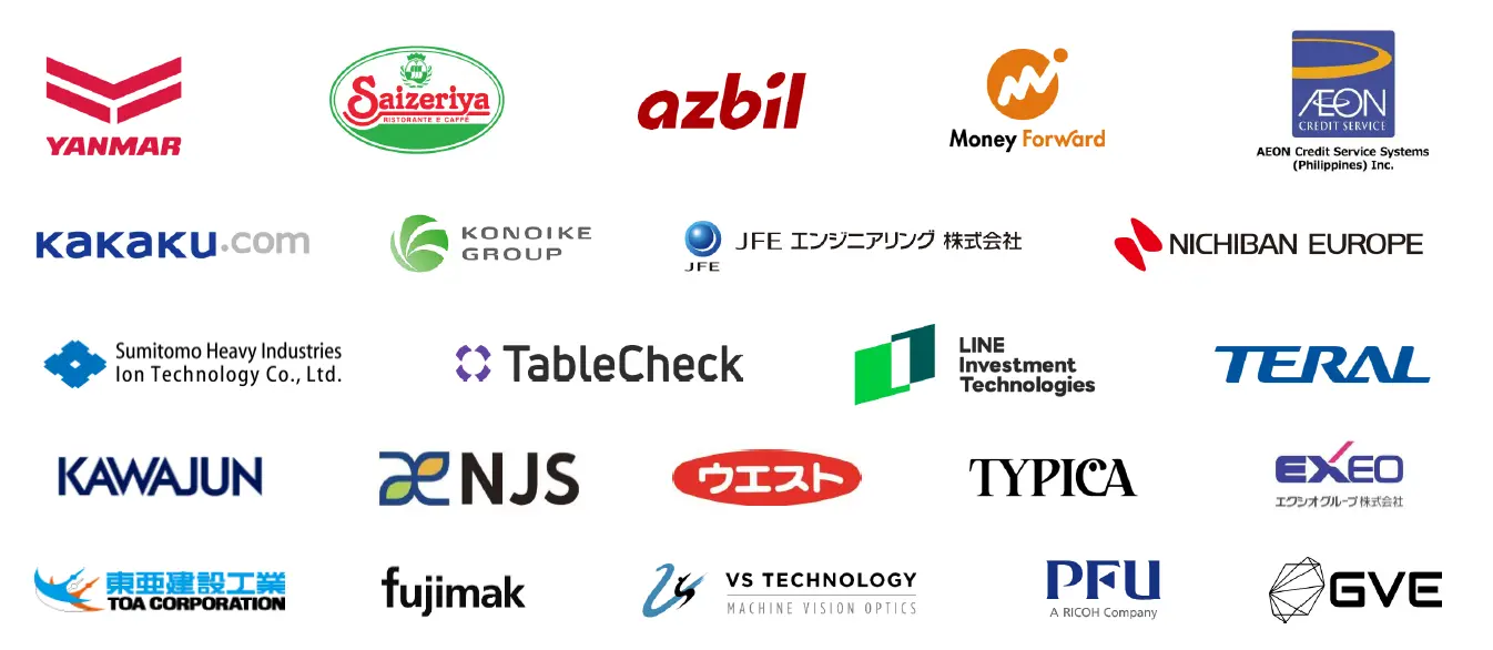 Multibook clients: over 250 organisations in 25 countries, including Kakaku.com, Mercari, JFE, Yamaha and Yazaki