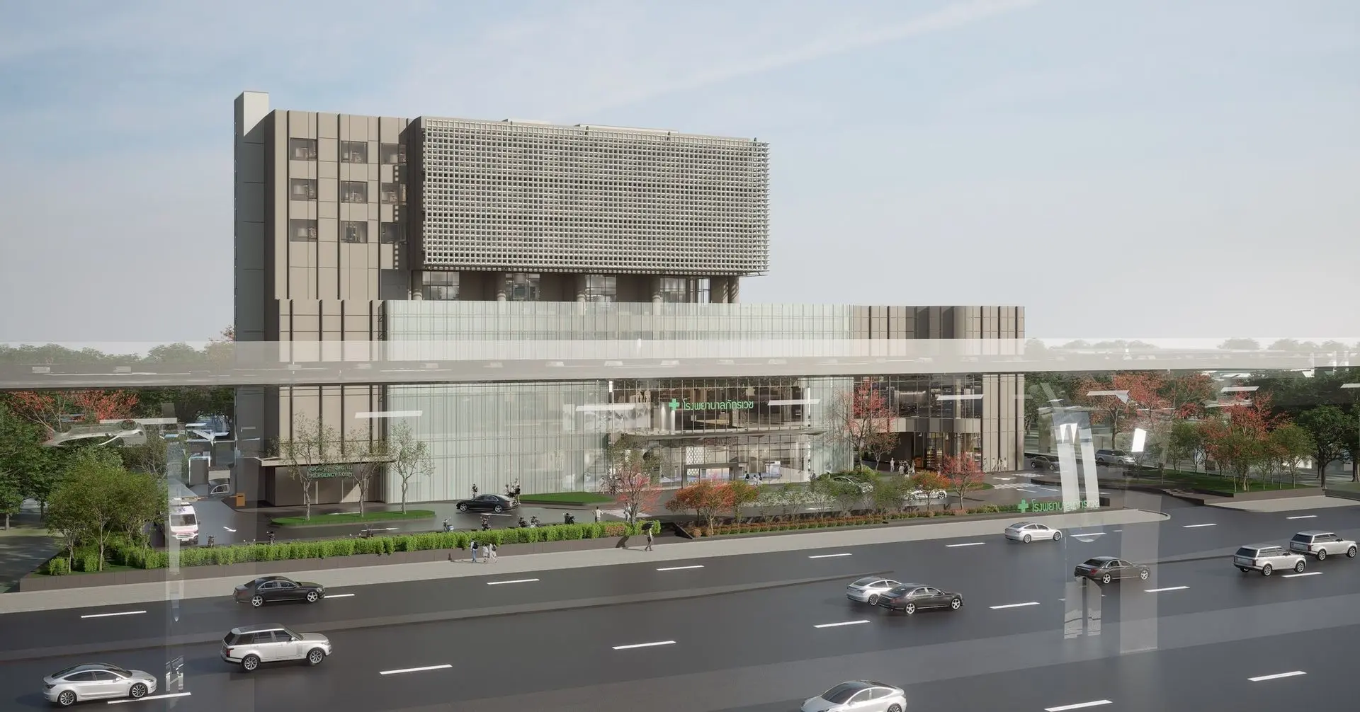 Exterior of the newly established full-scale private hospital in Samut Prakan