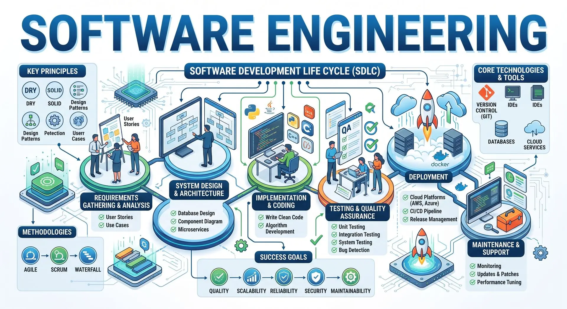 Illustration: a senior Odoo engineer working across infrastructure, hospital integration and security